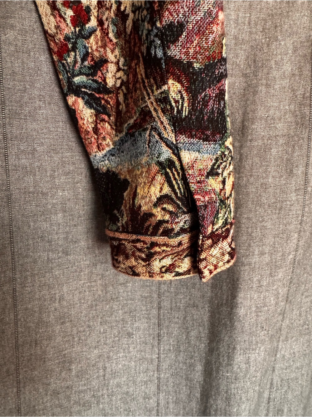 L'AGENCE Lian Multicolor Tapestry Jacket Boxy Collarless Crop Italian Inspire XL - Picture 6 of 11